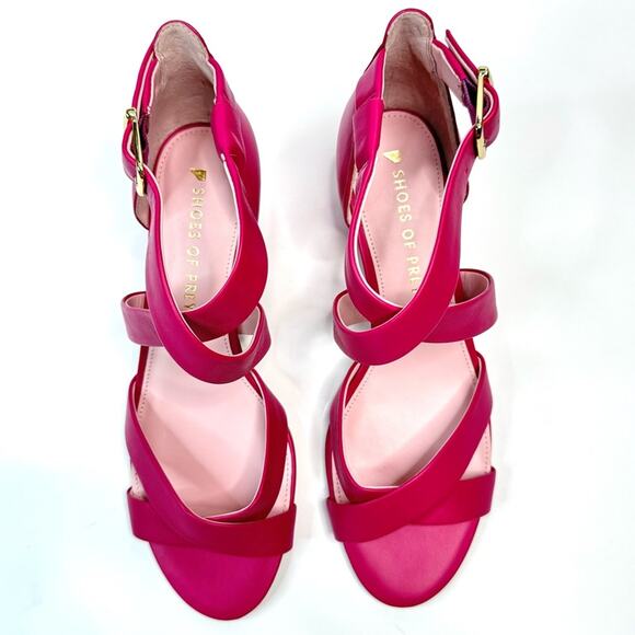 Shoes of Prey Pink Strappy Sandals Ankle Strap 2 inch Block Heels Size 7.5 New - Picture 4 of 16